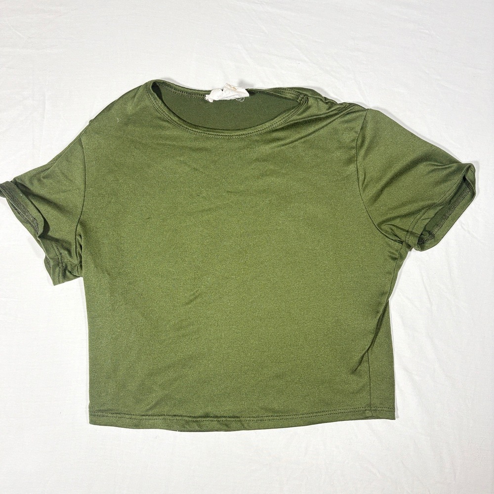 Sadie and Sage Olive Green Short Sleeve Crop Top Tee Womens Size S